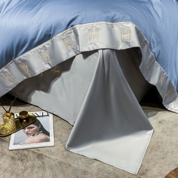 91家纺网 家纺一手货源 找家纺 （总）蓝米卡夫 新款高档酒店款全棉贡缎长绒棉刺绣四件套-艾迪