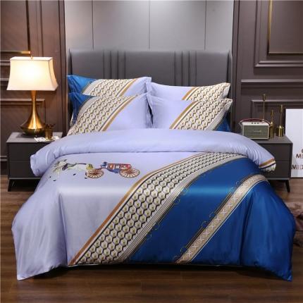 91家纺网 家纺一手货源 找家纺 21度C 2021新款水洗真丝四件套 爱马仕蓝