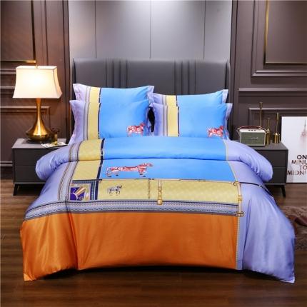 91家纺网 家纺一手货源 找家纺 21度C 2021新款水洗真丝四件套 安妮蓝