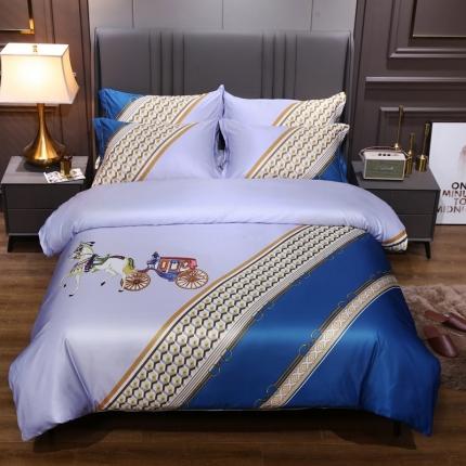 21度C 2021新款水洗真丝四件套 爱马仕蓝