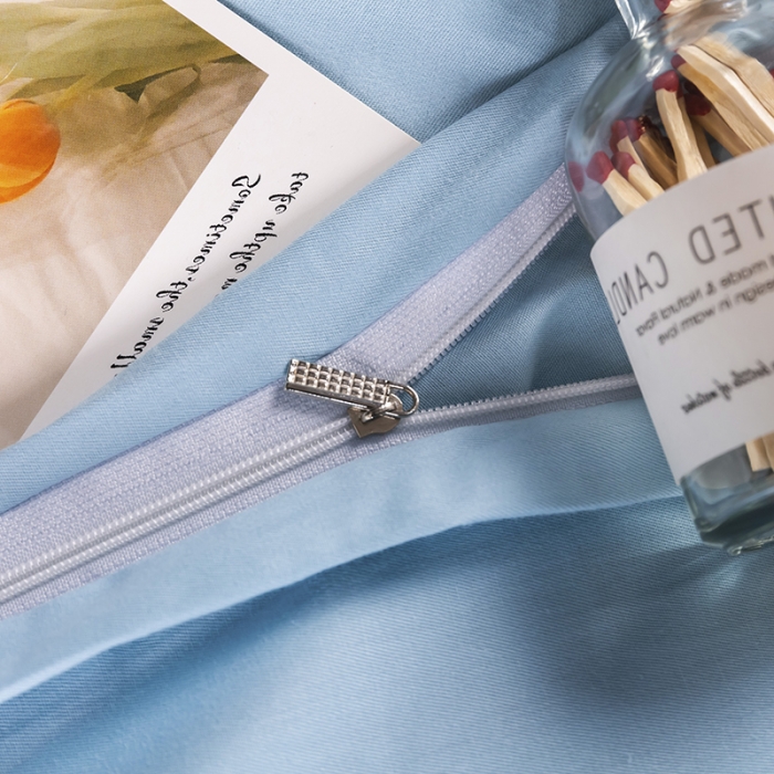 91家纺网 家纺一手货源 找家纺 U品汇 2021春夏新品60s长绒棉绣花全棉刺绣四件套四叶草 蒂芙尼蓝