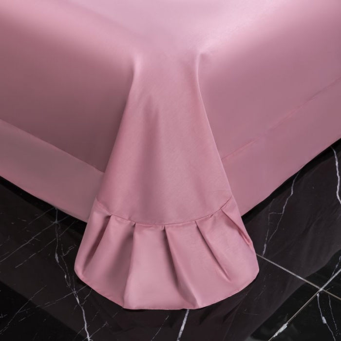 91家纺网 家纺一手货源 找家纺 U品汇2021春夏新品60s长绒棉绣花全棉刺绣四件套四叶草 豆沙