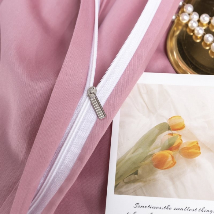 91家纺网 家纺一手货源 找家纺 U品汇2021春夏新品60s长绒棉绣花全棉刺绣四件套四叶草 豆沙