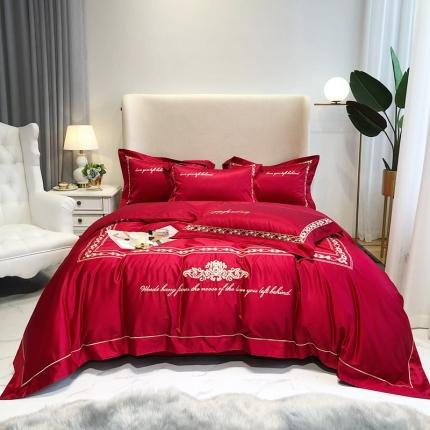 91家纺网 家纺一手货源 找家纺 馨蕊家居 2021新品春夏高定100支艾丽莎四件套 艾丽莎温莎红