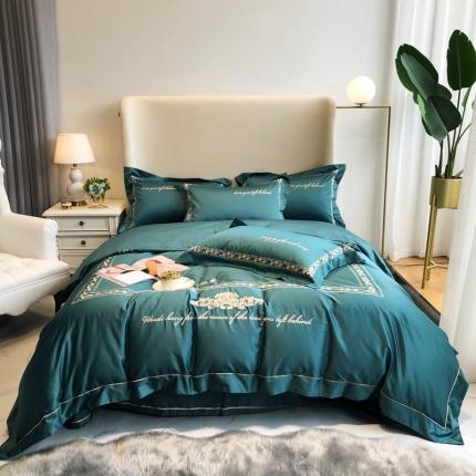 91家纺网 家纺一手货源 找家纺 馨蕊家居 2021新品春夏高定100支艾丽莎四件套 艾丽莎云衫绿