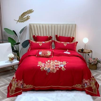 91家纺网 家纺一手货源 找家纺 （总）馨蕊家居 2021高端婚庆100支系列春暖花开四件套