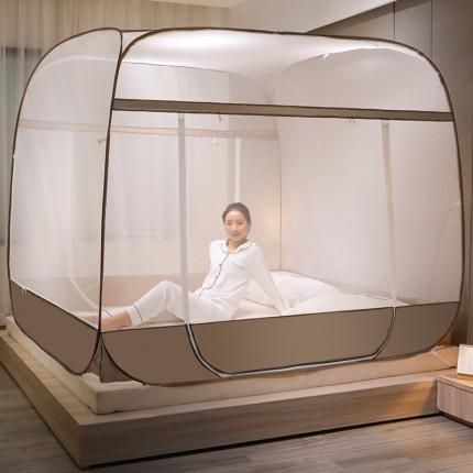 91家纺网 家纺一手货源 找家纺 新太阳蚊帐 2025新款新款免安装印花蚊帐 静谧-咖