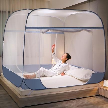 91家纺网 家纺一手货源 找家纺 新太阳蚊帐 2025新款新款免安装印花蚊帐 静谧-蓝