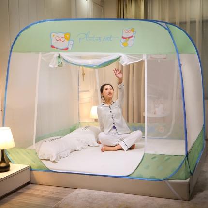 91家纺网 家纺一手货源 找家纺 新太阳蚊帐 2025新款新款免安装印花蚊帐 招财猫