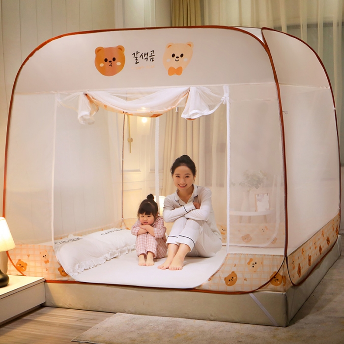 91家纺网 家纺一手货源 找家纺 新太阳蚊帐 2025新款新款免安装印花蚊帐 熊布朗