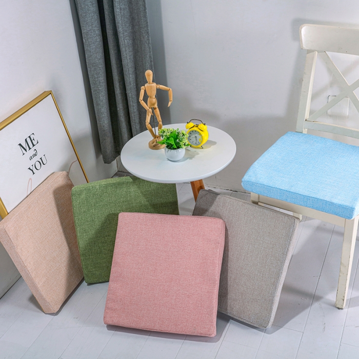 91家纺网 家纺一手货源 找家纺 U品汇新款北欧现代办公室椅学生凳椅垫海绵坐垫 棉麻素色雪域蓝