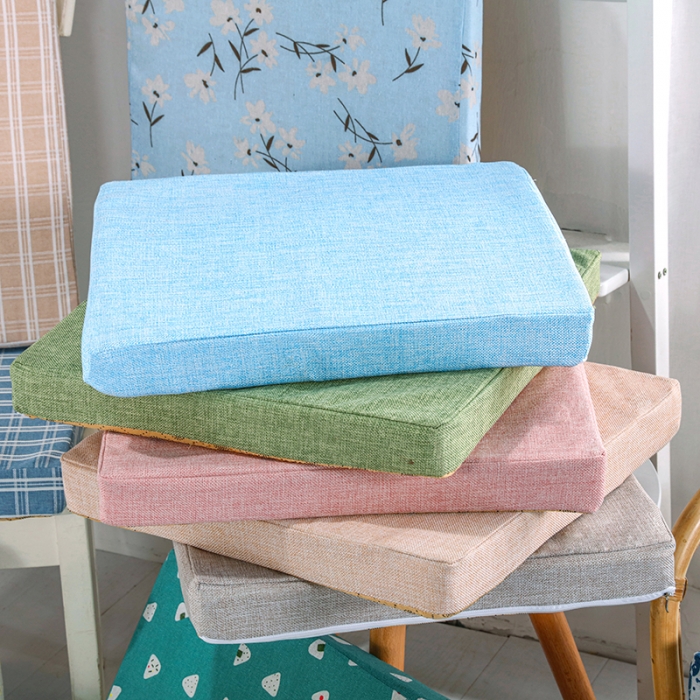 91家纺网 家纺一手货源 找家纺 U品汇新款北欧现代办公室椅学生凳椅垫海绵坐垫 棉麻素色雪域蓝