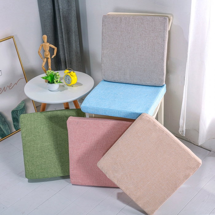 91家纺网 家纺一手货源 找家纺 U品汇新款北欧现代办公室椅学生凳椅垫海绵坐垫 棉麻素色雪域蓝