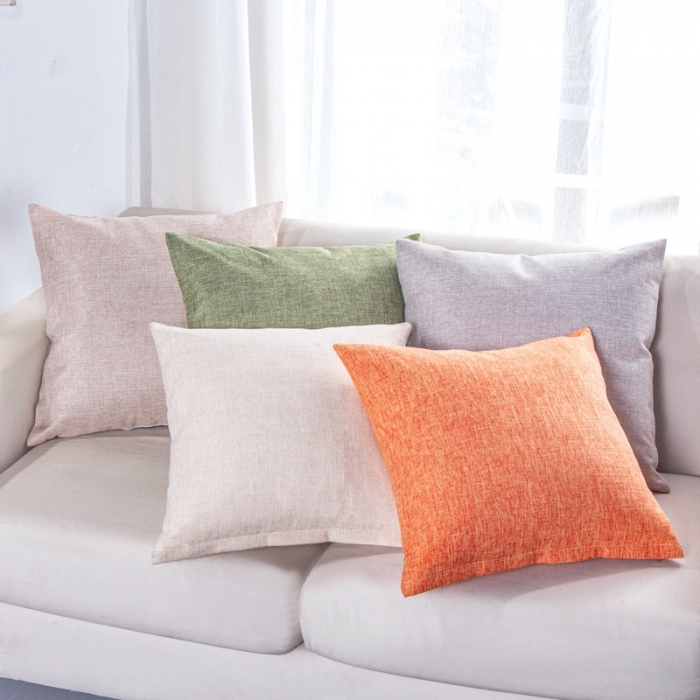 91家纺网 家纺一手货源 找家纺 U品汇 2021新款棉麻抱枕套 棉麻素色雪域蓝