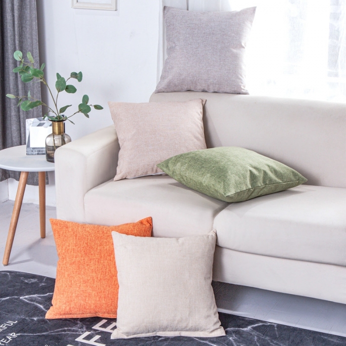 91家纺网 家纺一手货源 找家纺 U品汇 2021新款棉麻抱枕套 棉麻素色雪域蓝