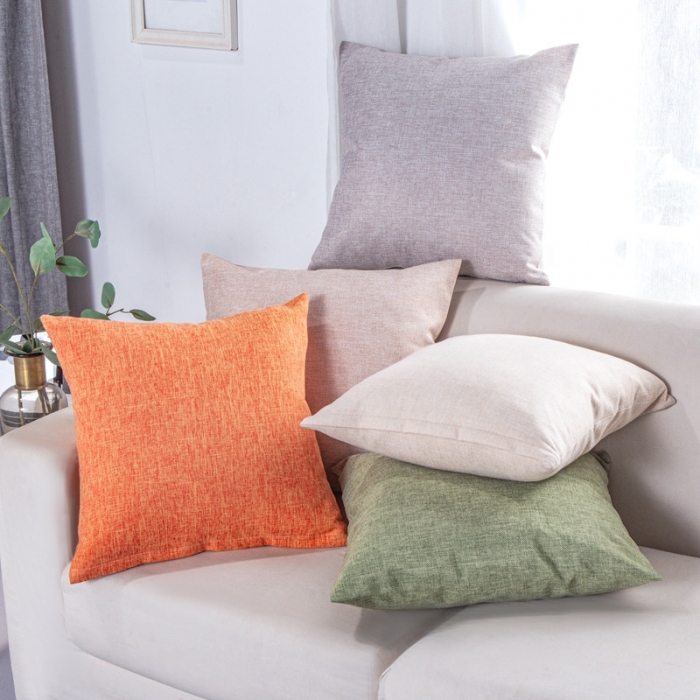 91家纺网 家纺一手货源 找家纺 U品汇 2021新款棉麻抱枕套 棉麻素色雪域蓝