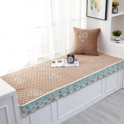 91家纺网 家纺一手货源 找家纺 U品汇 2021新款刺绣系列飘窗垫 荷兰绒-豆沙