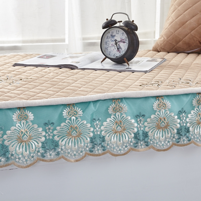 91家纺网 家纺一手货源 找家纺 U品汇 2021新款刺绣系列飘窗垫 荷兰绒-豆沙