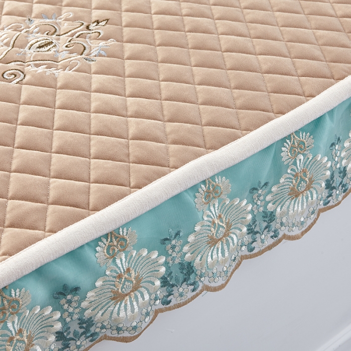 91家纺网 家纺一手货源 找家纺 U品汇 2021新款刺绣系列飘窗垫 荷兰绒-豆沙