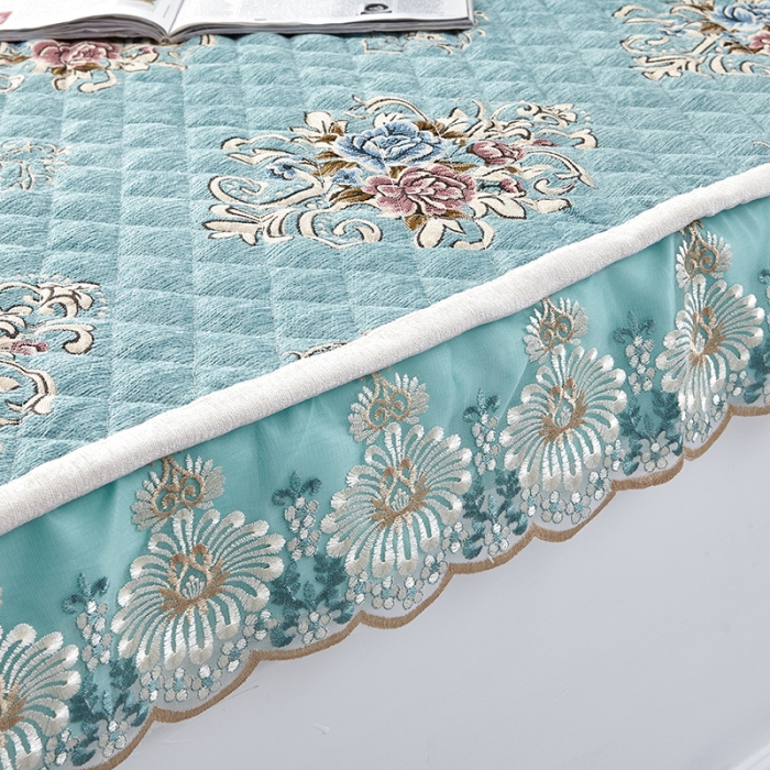 91家纺网 家纺一手货源 找家纺 U品汇 2021新款刺绣系列飘窗垫 雪尼尔-宾利蓝