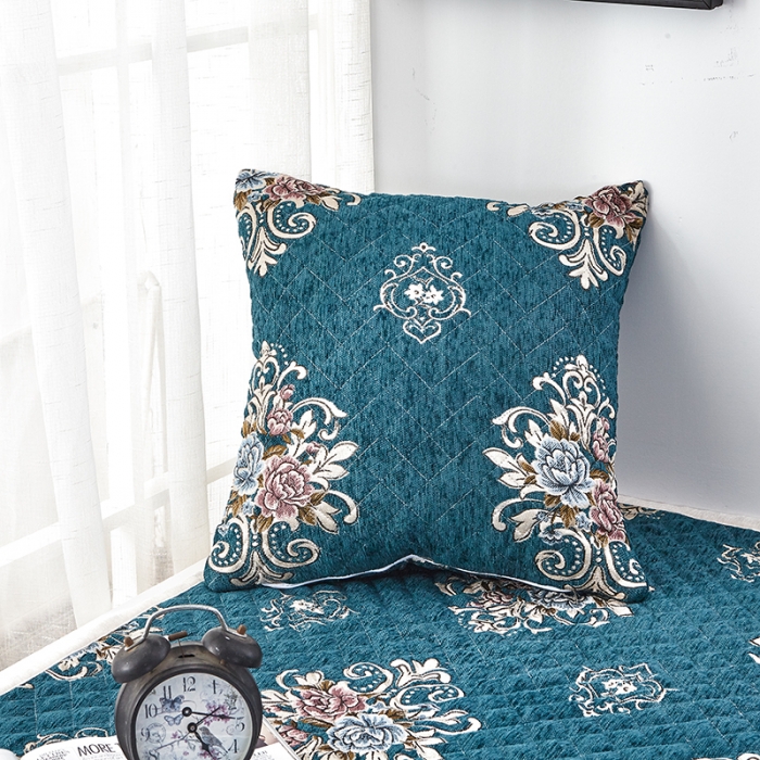 91家纺网 家纺一手货源 找家纺 U品汇 2021新款刺绣系列飘窗垫 雪尼尔-墨绿