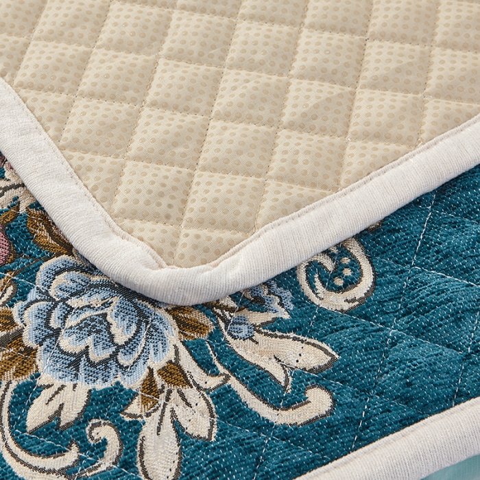 91家纺网 家纺一手货源 找家纺 U品汇 2021新款刺绣系列飘窗垫 雪尼尔-墨绿