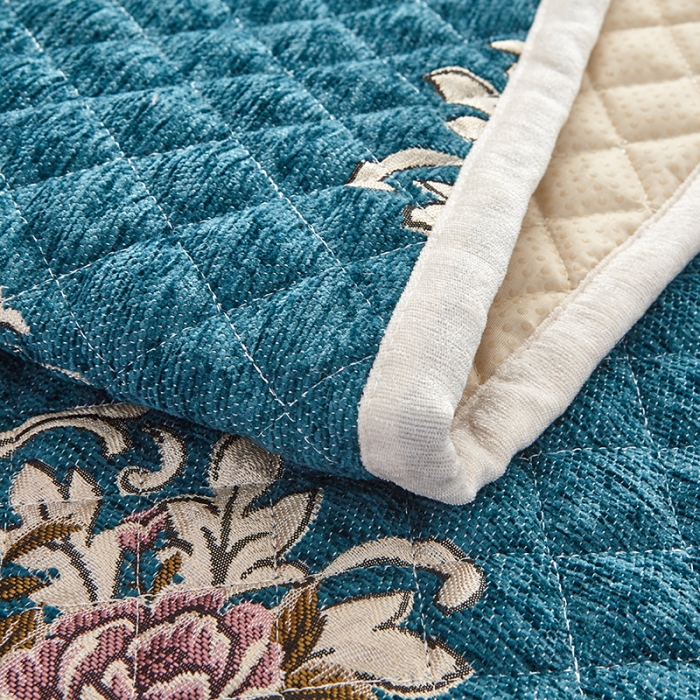 91家纺网 家纺一手货源 找家纺 U品汇 2021新款刺绣系列飘窗垫 雪尼尔-墨绿