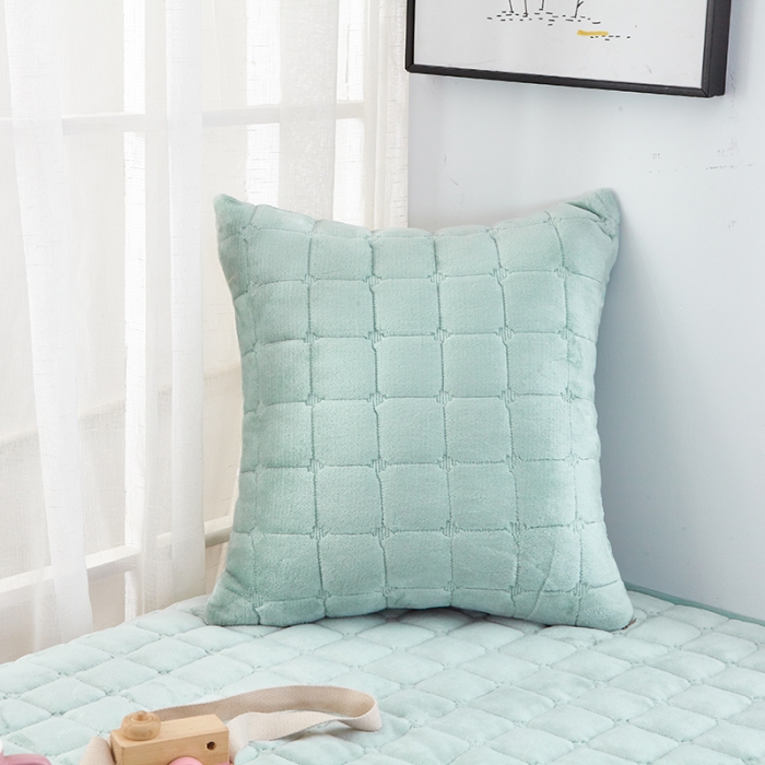 91家纺网 家纺一手货源 找家纺 U品汇 2021新款法莱绒花边飘窗垫 抹茶绿