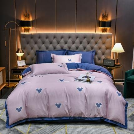 91家纺网 家纺一手货源 找家纺 轻奢风水洗天丝全m小清新韩版四件套水洗真丝套件快乐米奇