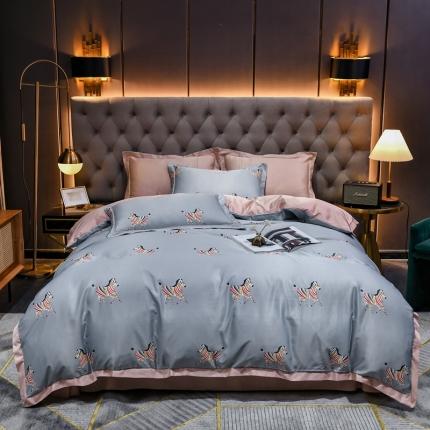 91家纺网 家纺一手货源 找家纺 轻奢风水洗天丝全m小清新韩版四件套水洗真丝套件五彩缤纷