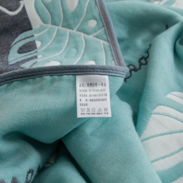 91家纺网 家纺一手货源 找家纺 朴尔  2021新款时尚六层全棉纱布毛巾被芭蕉叶语