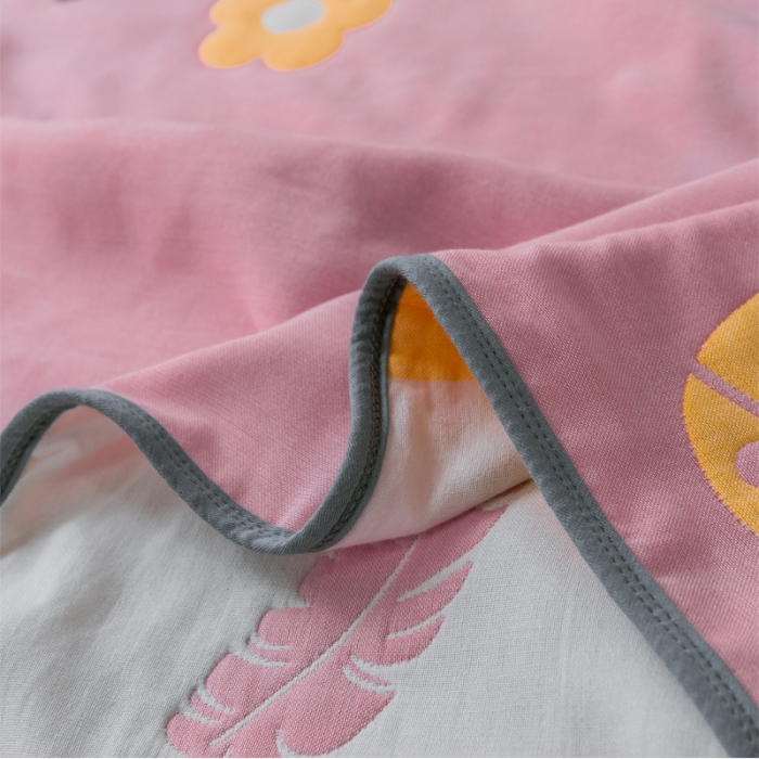 91家纺网 家纺一手货源 找家纺 朴尔  2021新款时尚六层全棉纱布毛巾被菠萝物语-粉