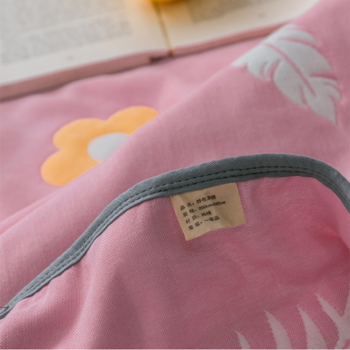 91家纺网 家纺一手货源 找家纺 朴尔  2021新款时尚六层全棉纱布毛巾被菠萝物语-粉