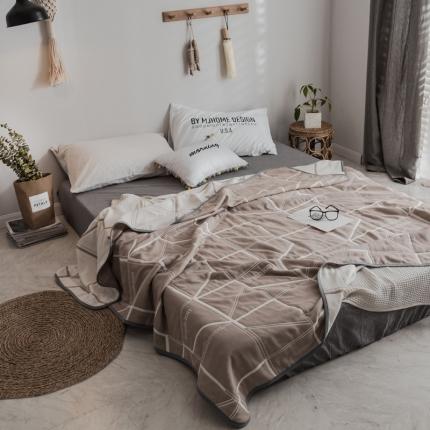 朴尔  2021新款时尚六层全棉纱布毛巾被简约驼