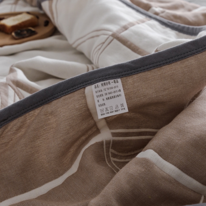 91家纺网 家纺一手货源 找家纺 朴尔  2021新款时尚六层全棉纱布毛巾被简约驼