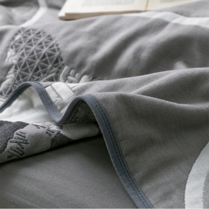 91家纺网 家纺一手货源 找家纺 朴尔  2021新款时尚六层全棉纱布毛巾被劳伦-灰