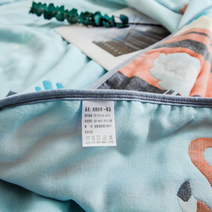 91家纺网 家纺一手货源 找家纺 朴尔  2021新款时尚六层全棉纱布毛巾被幸福鸟兰