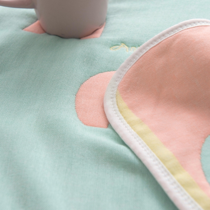 91家纺网 家纺一手货源 找家纺 朴尔 2021新款经典六层纱布全棉毛巾被系列 绿色动物园