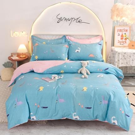 91家纺网 家纺一手货源 找家纺 甜之梦家纺 2025新款13372全棉印花四件套 恐龙世界