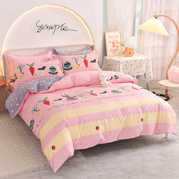 91家纺网 家纺一手货源 找家纺 甜之梦家纺 2025新款13372全棉印花四件套 冰纷萝卜