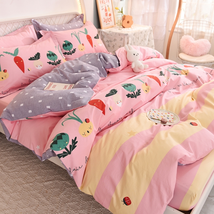 91家纺网 家纺一手货源 找家纺 甜之梦家纺 2025新款13372全棉印花四件套 冰纷萝卜