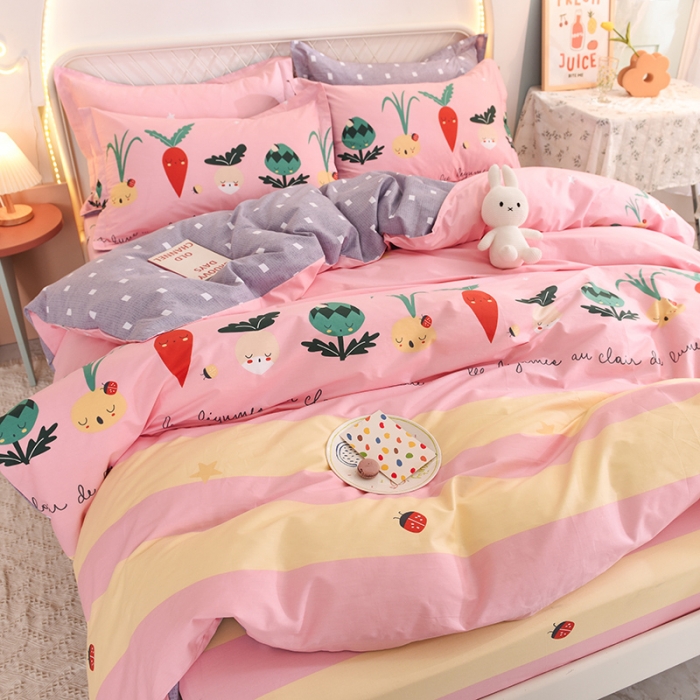 91家纺网 家纺一手货源 找家纺 甜之梦家纺 2025新款13372全棉印花四件套 冰纷萝卜