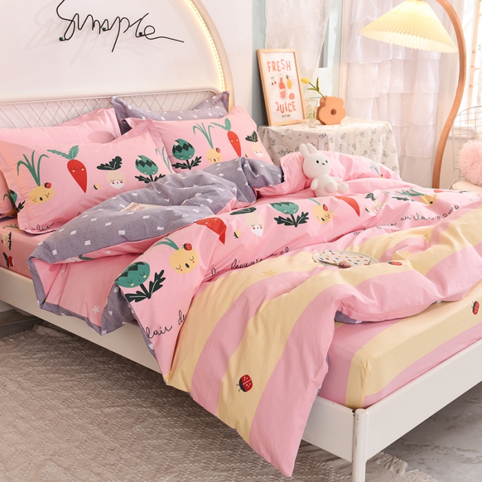 91家纺网 家纺一手货源 找家纺 甜之梦家纺 2025新款13372全棉印花四件套 冰纷萝卜