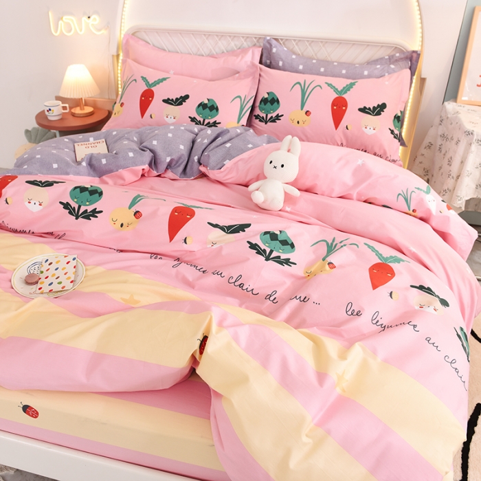 91家纺网 家纺一手货源 找家纺 甜之梦家纺 2025新款13372全棉印花四件套 冰纷萝卜