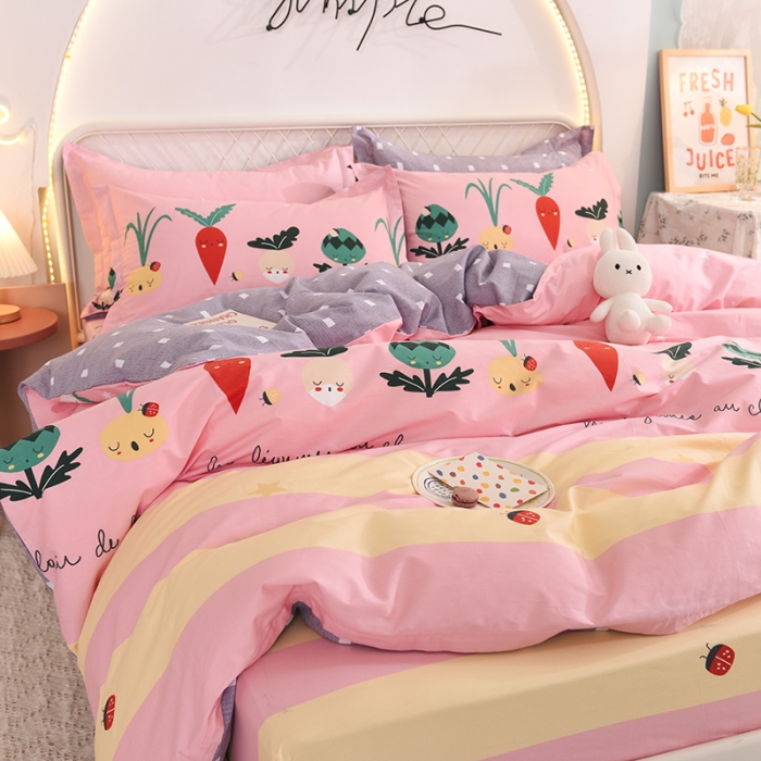 91家纺网 家纺一手货源 找家纺 甜之梦家纺 2025新款13372全棉印花四件套 冰纷萝卜