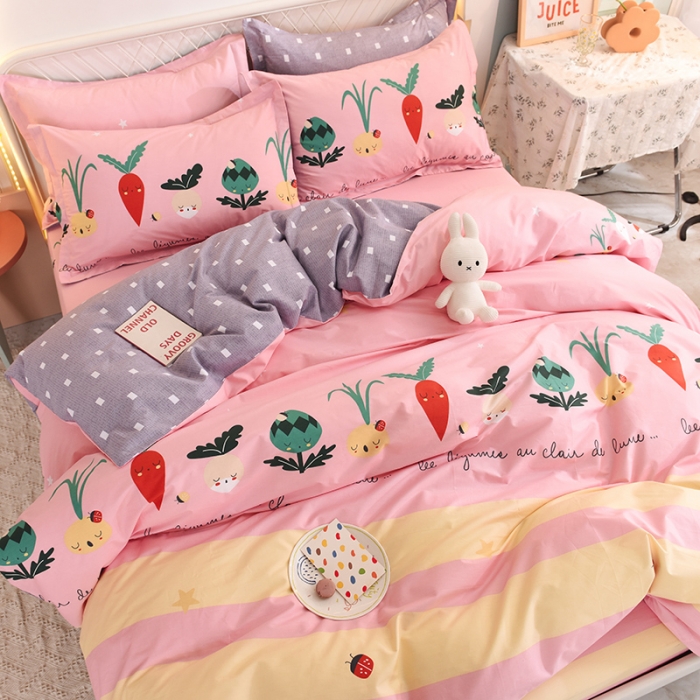 91家纺网 家纺一手货源 找家纺 甜之梦家纺 2025新款13372全棉印花四件套 冰纷萝卜