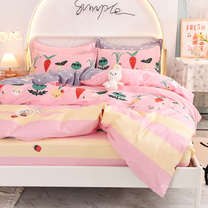 91家纺网 家纺一手货源 找家纺 甜之梦家纺 2025新款13372全棉印花四件套 冰纷萝卜