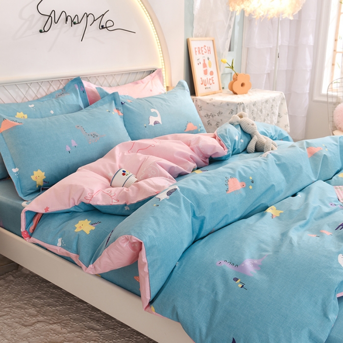 91家纺网 家纺一手货源 找家纺 甜之梦家纺 2025新款13372全棉印花四件套 恐龙世界