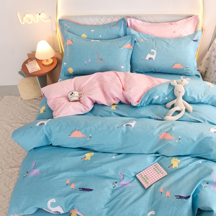 91家纺网 家纺一手货源 找家纺 甜之梦家纺 2025新款13372全棉印花四件套 恐龙世界