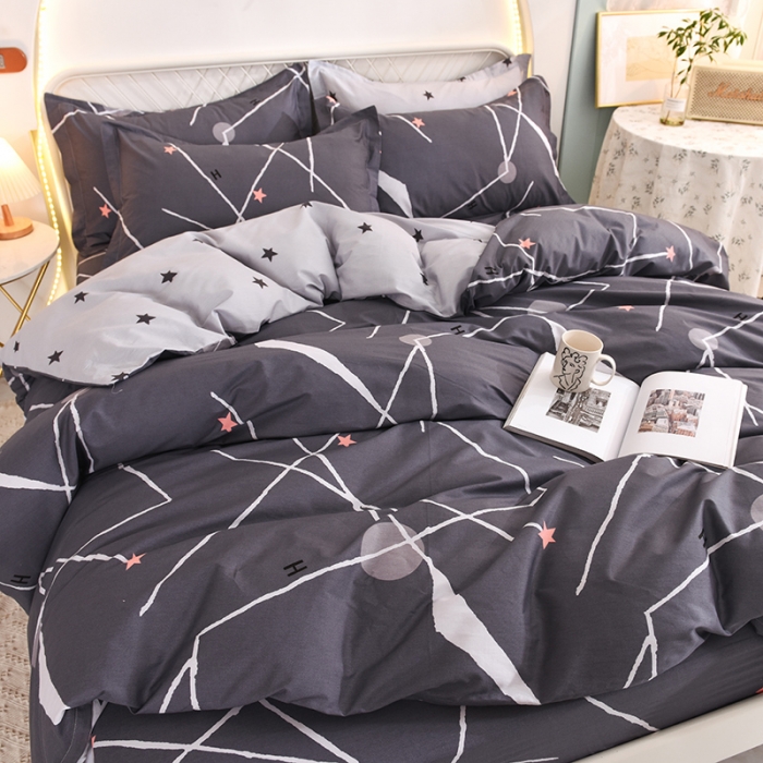 91家纺网 家纺一手货源 找家纺 甜之梦家纺 2025新款13372全棉印花四件套 流星雨